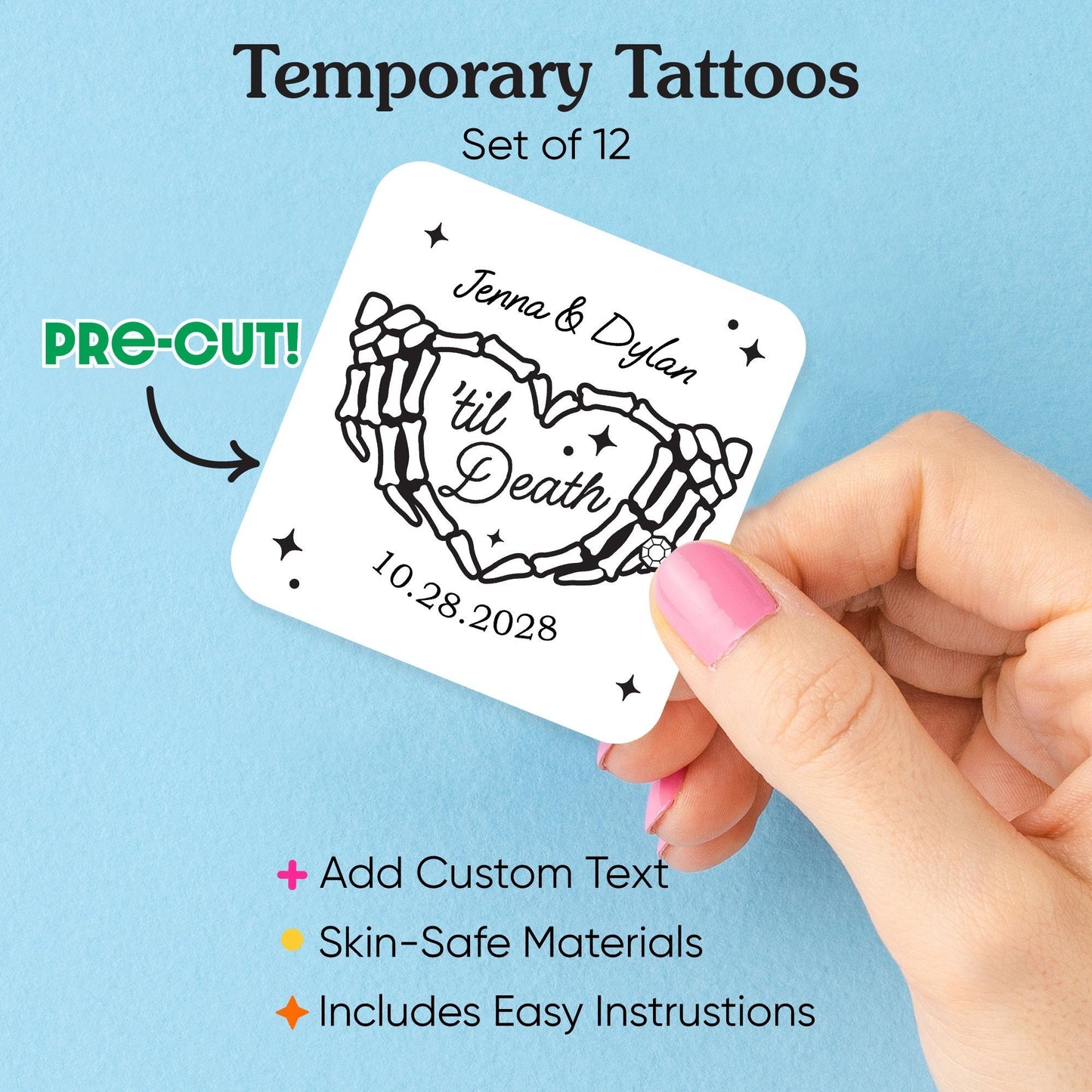 Custom Text Tattoo - Til Death Wedding - 12 Ct