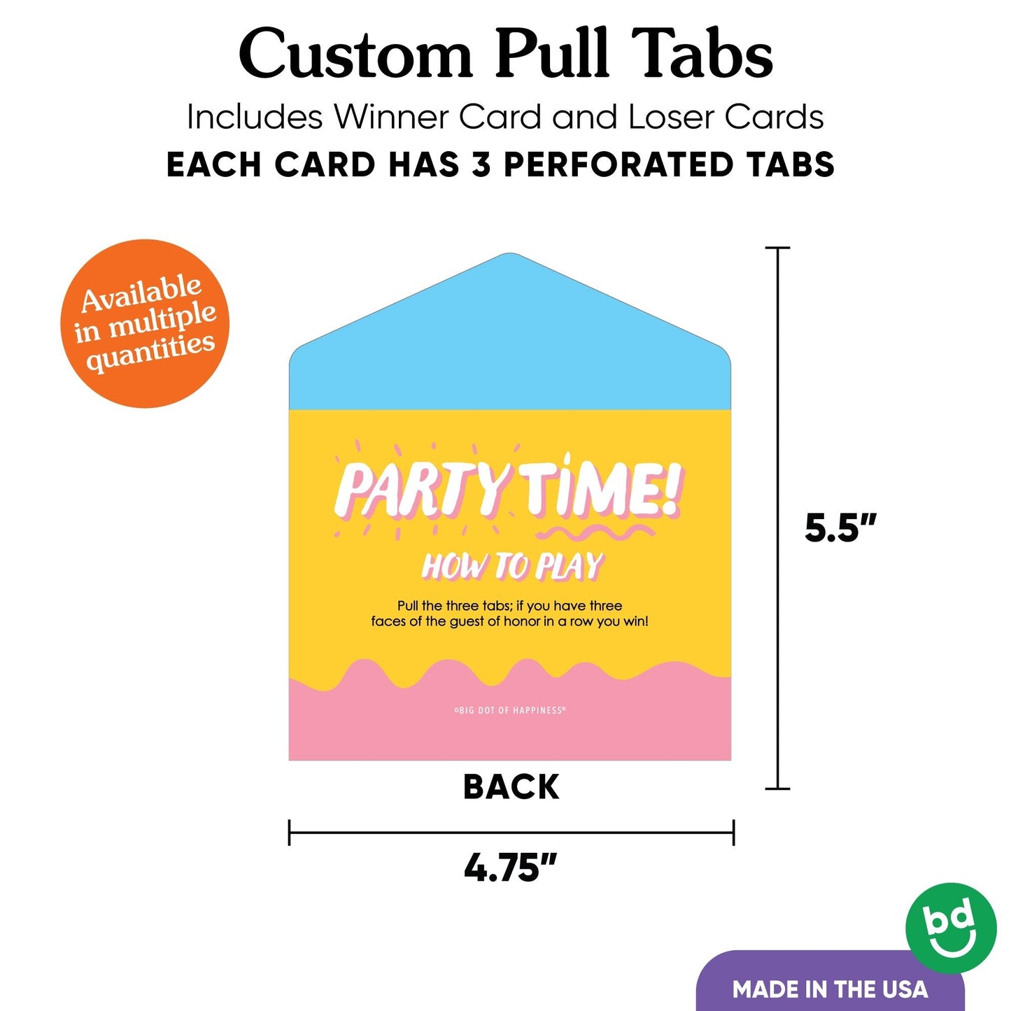 Custom Face Party Time Pull Tab Game