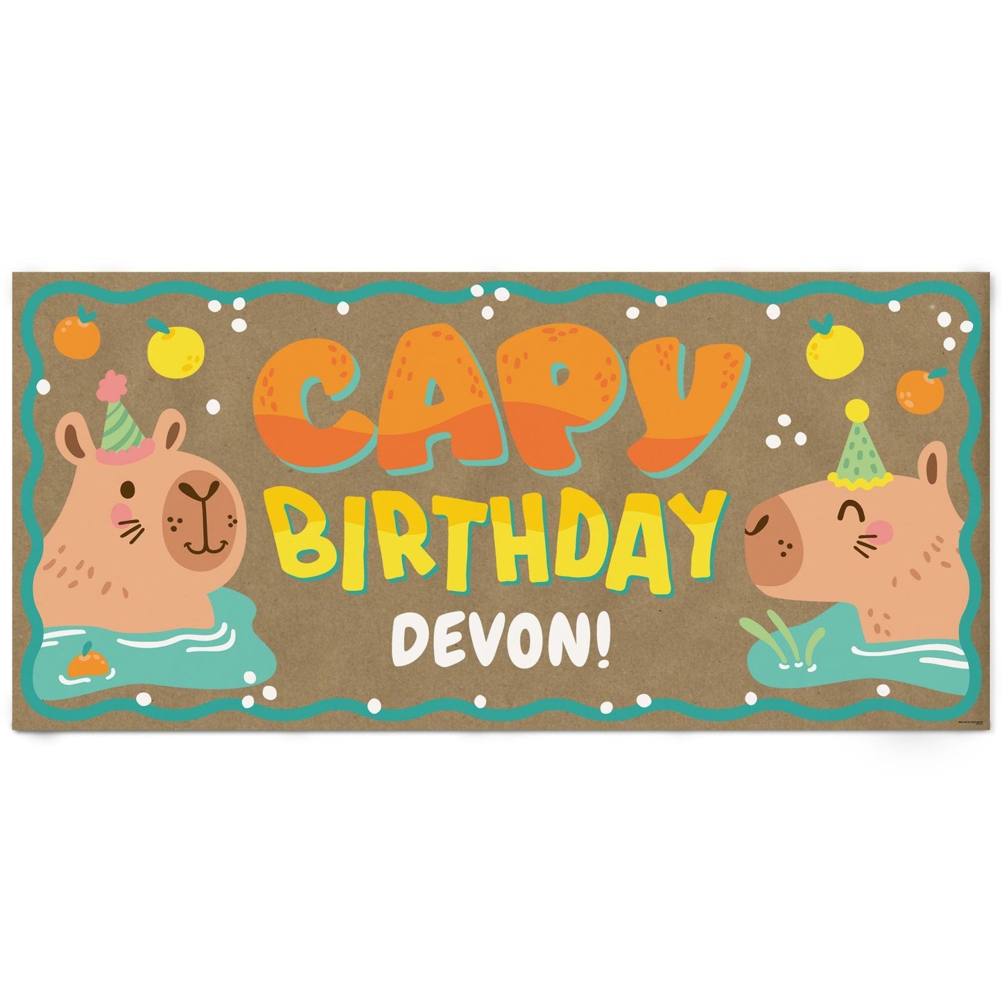 Custom Text Capy Birthday Kraft Banner