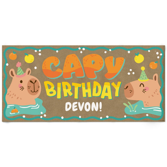 Custom Text Capy Birthday Kraft Banner