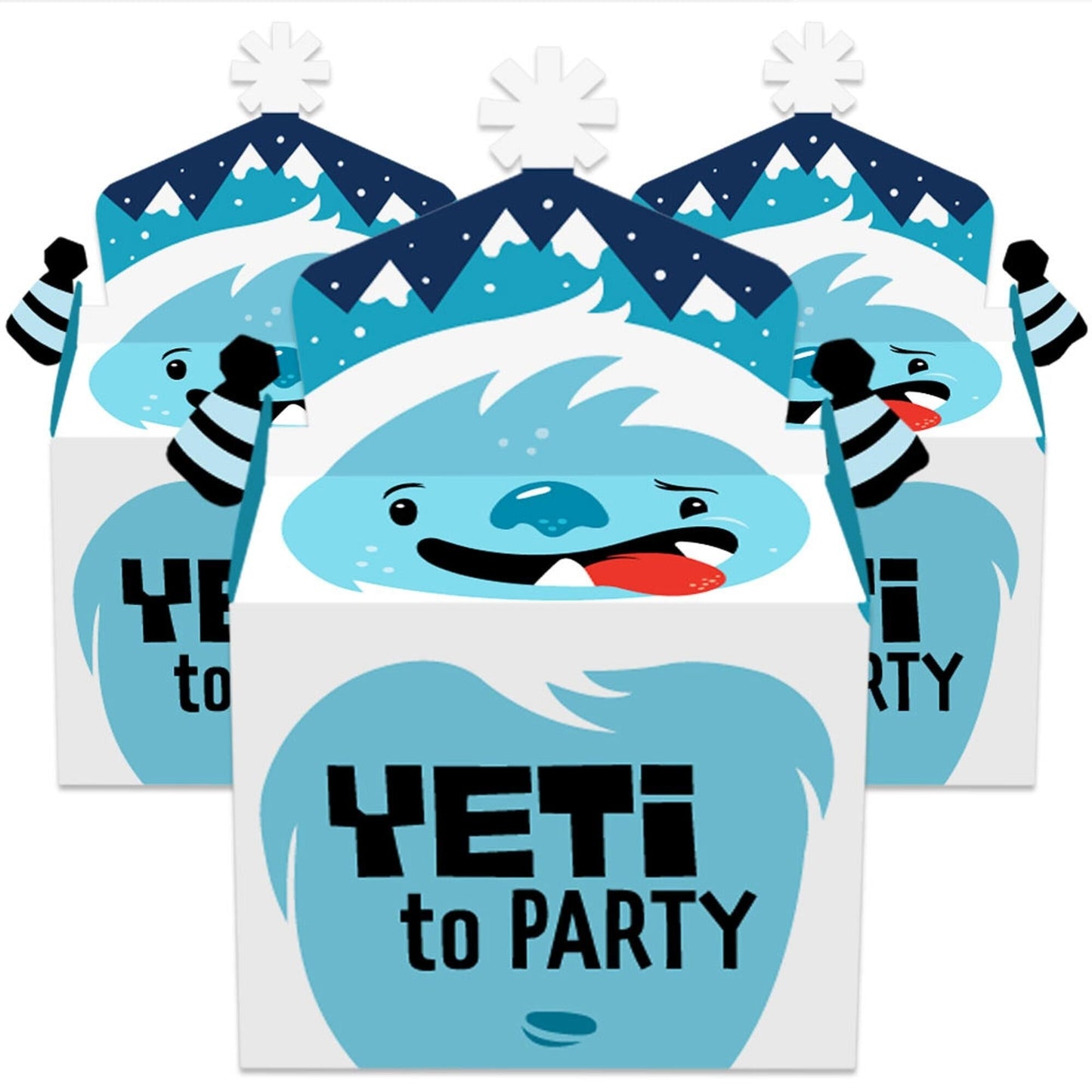 Yeti to Party - Treat Box Party Favors - Abominable Snowman Party or Birthday Party Goodie Gable Boxes - Set of 12