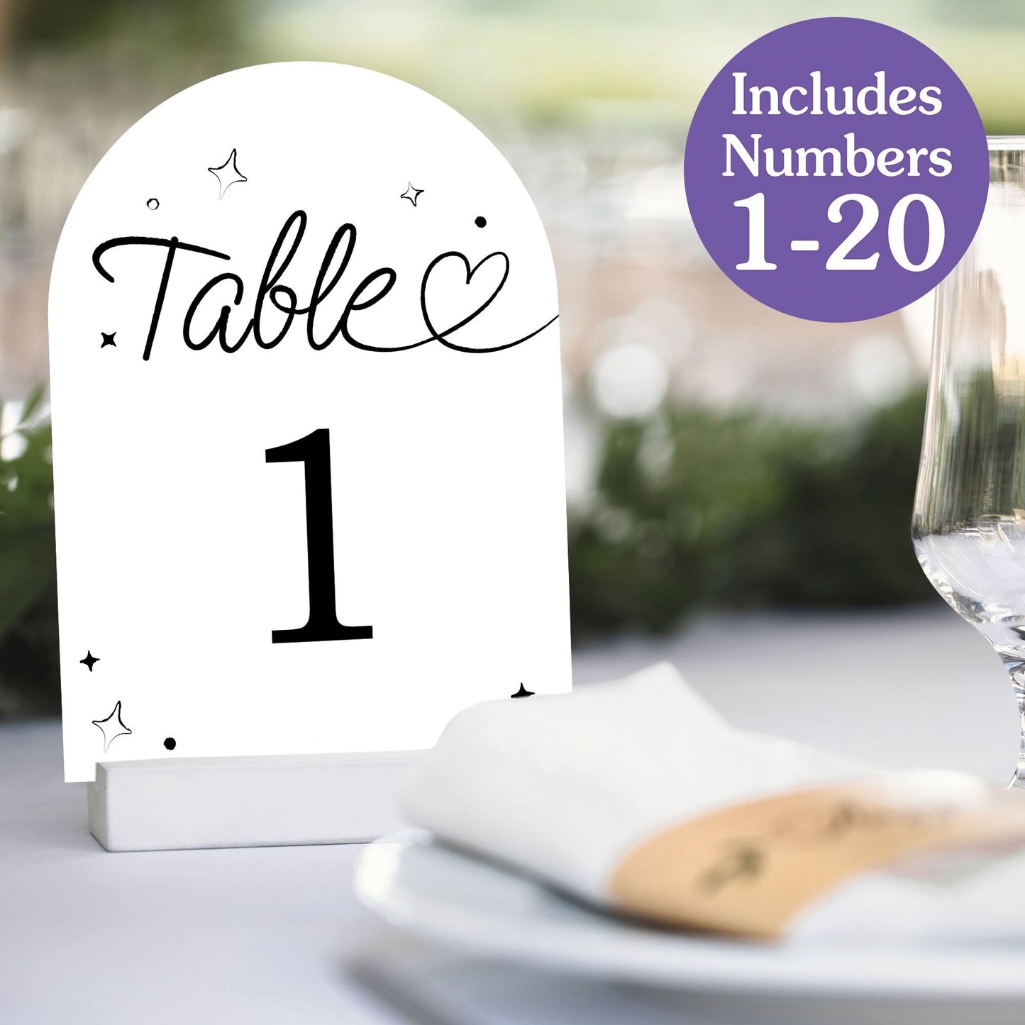 Wedding Hearts Table Numbers - 20 Ct