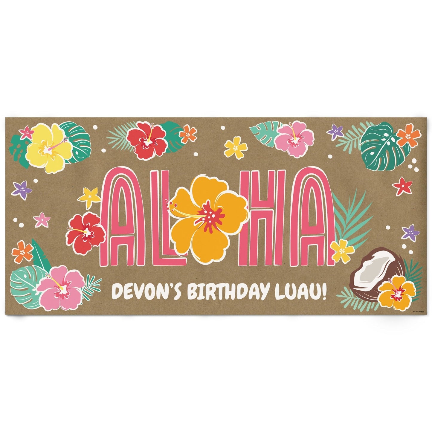 Custom Text Hawaiian Luau Aloha Kraft Banner