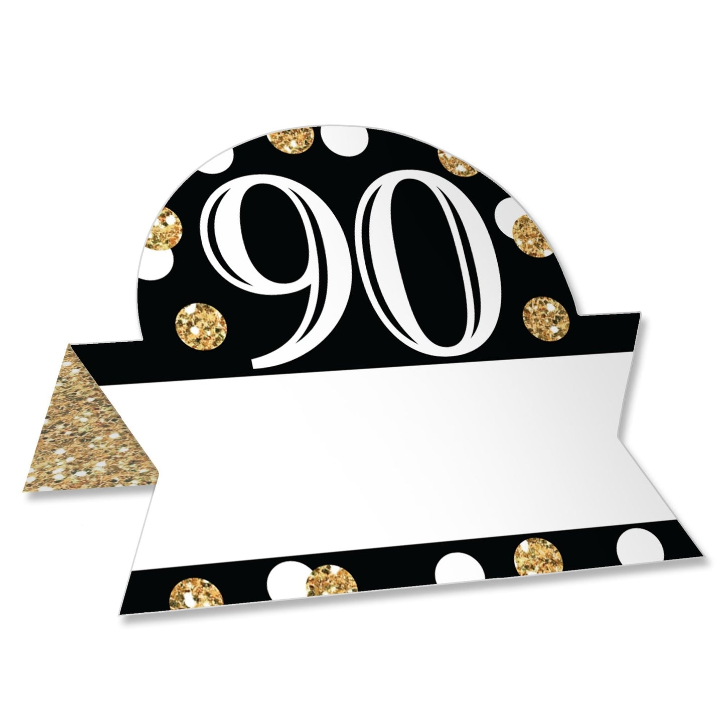 Adult 90th Birthday - Gold - Birthday Party Tent Buffet Card - Table Setting Name Place Cards - Set of 24