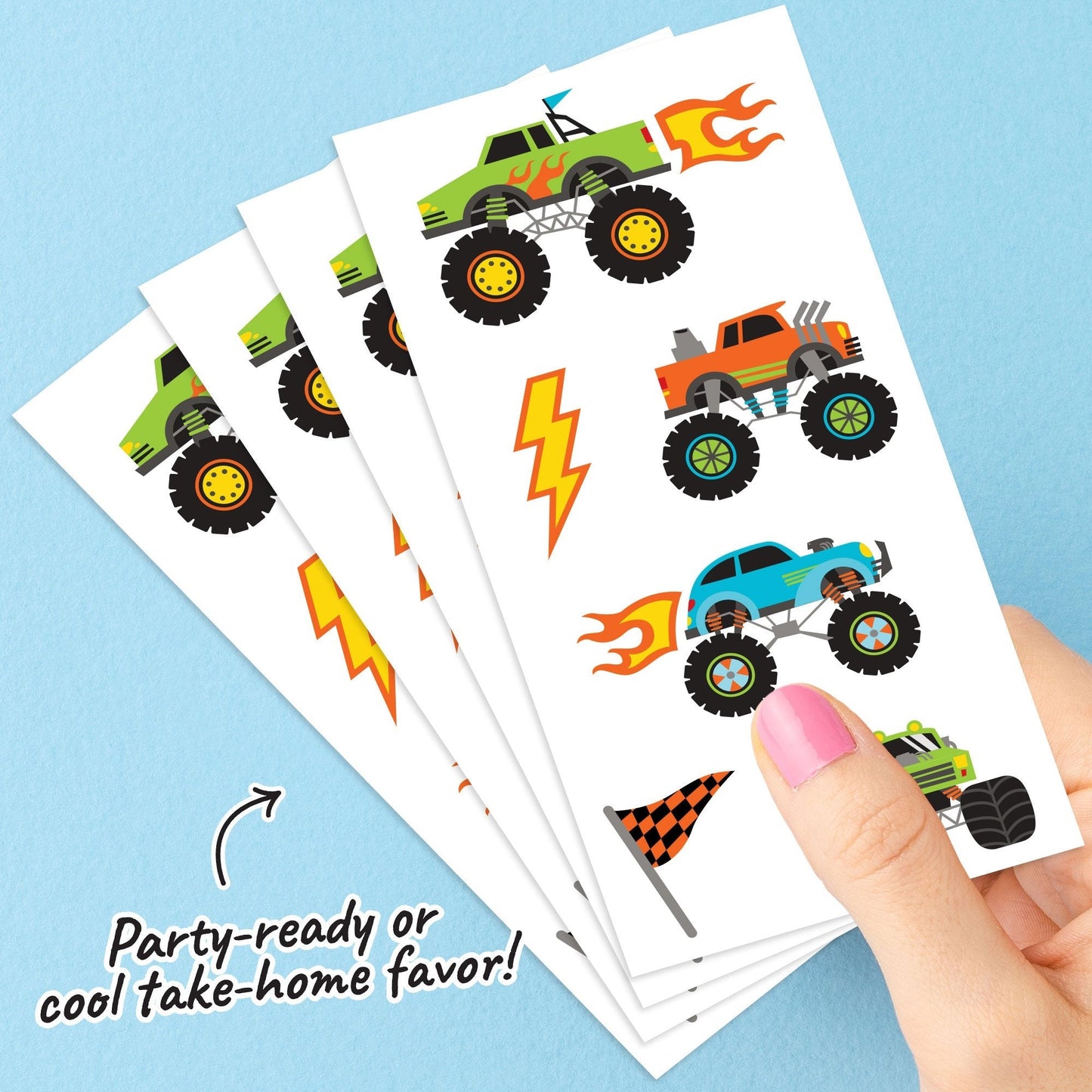Monster Truck Temporary Tattoos - 72 Ct