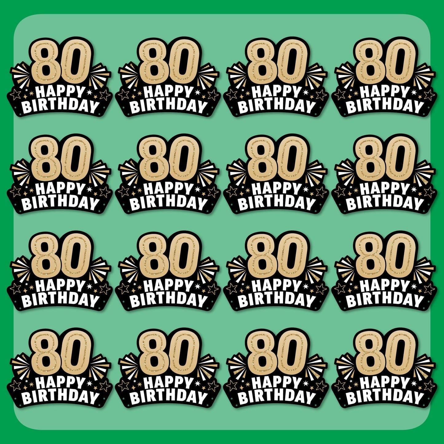 80th Birthday Paper Headbands - 16 Ct