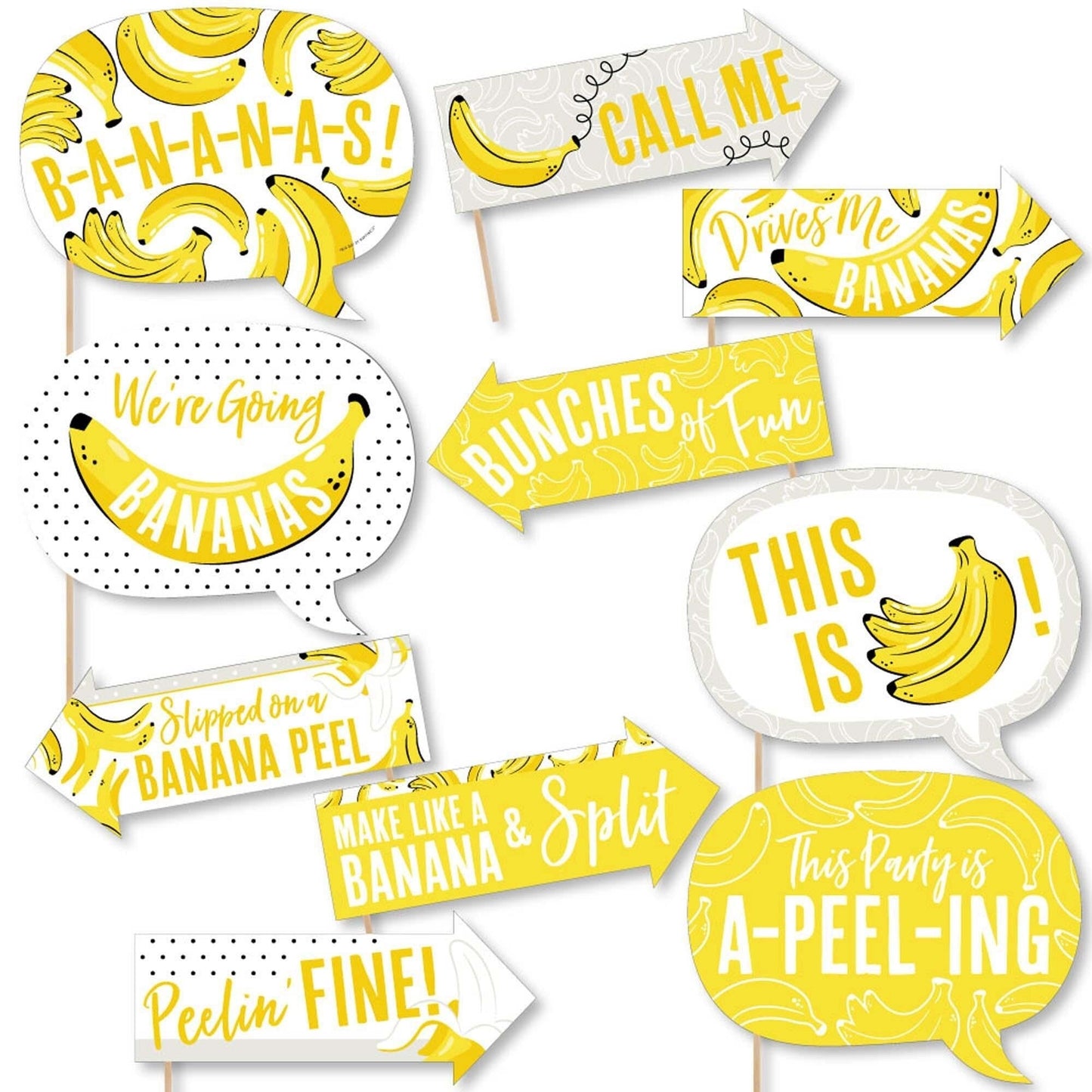 Funny Let's Go Bananas - 10 Piece Tropical Party Photo Booth Props Kit