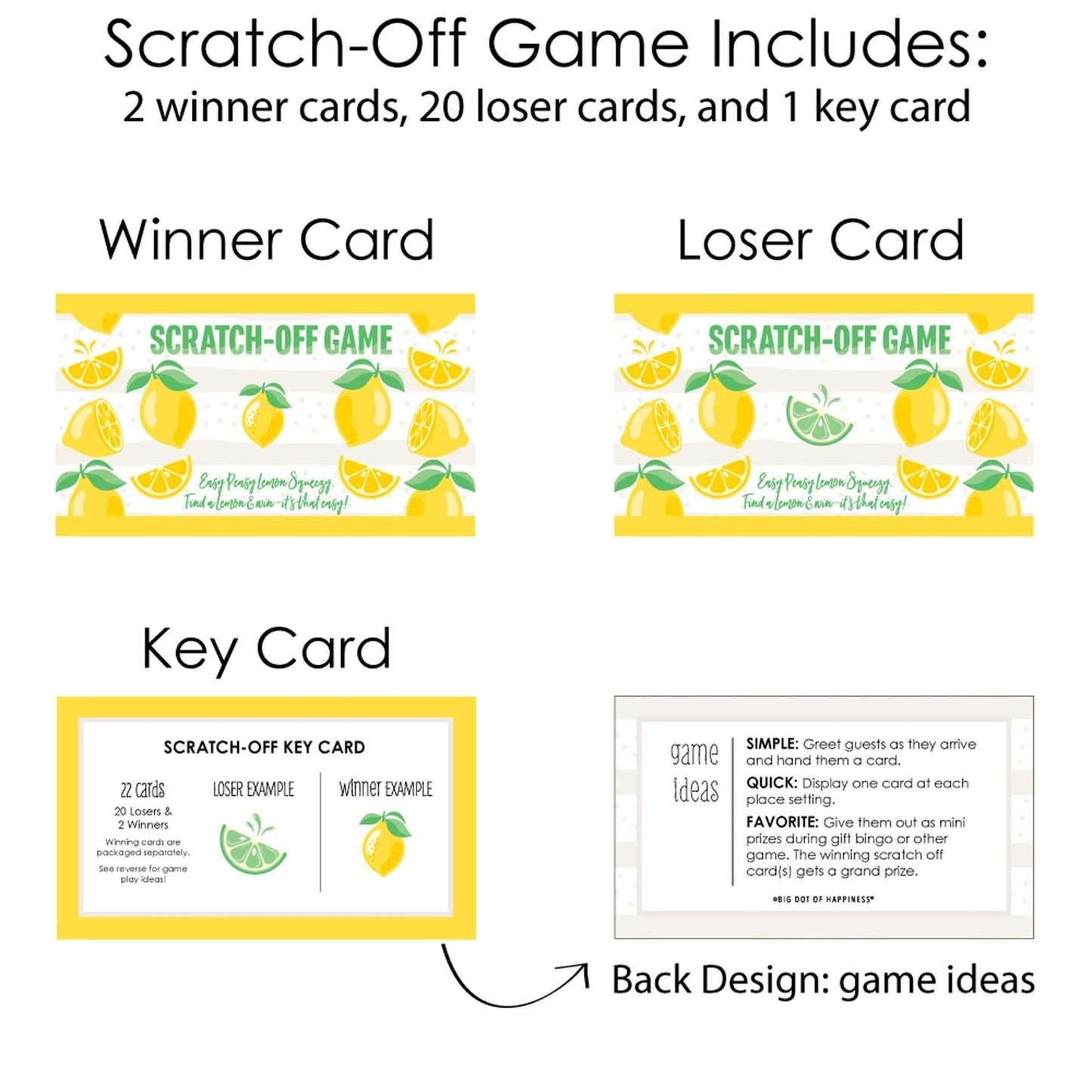So Fresh - Lemon - Citrus Lemonade Party Game Scratch Off Cards - 22 Count