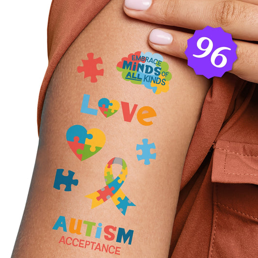 Autism Acceptance Temporary Tattoos - 96 Ct