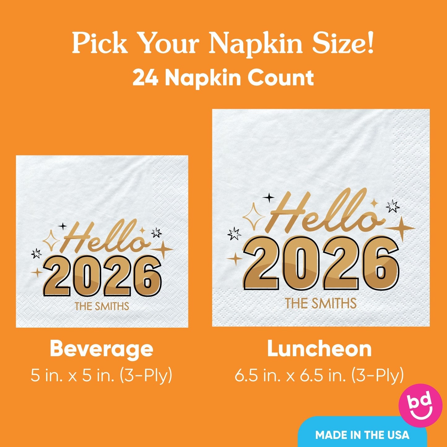 Custom Text - Hello New Year Napkins