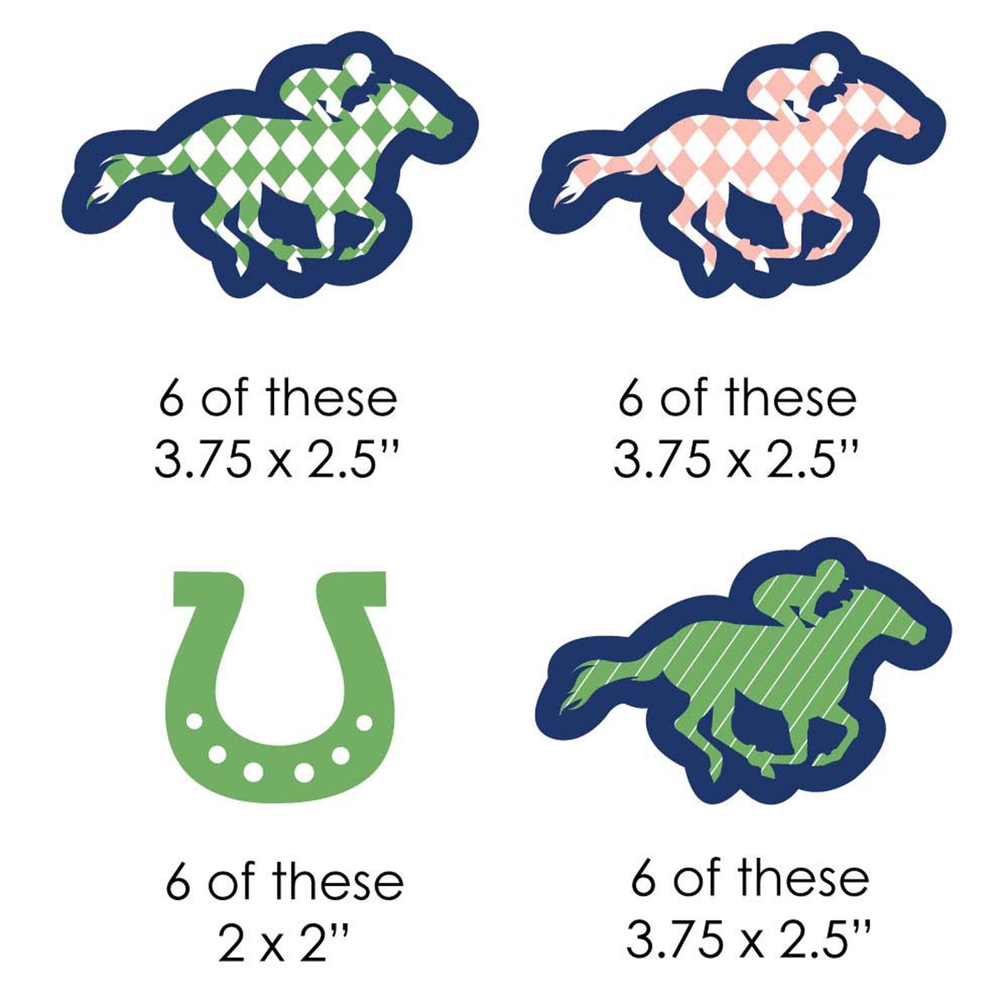 Kentucky Horse Derby - DIY Shaped Horse Race Party Cut-Outs - 24 ct