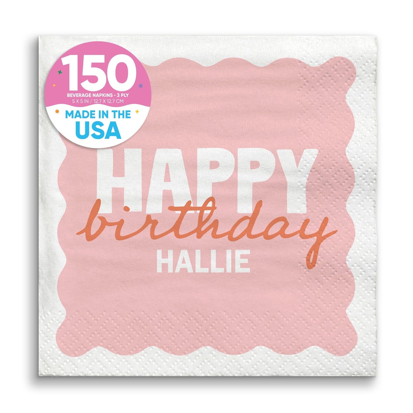 Custom Text Napkins - Wavy Birthday