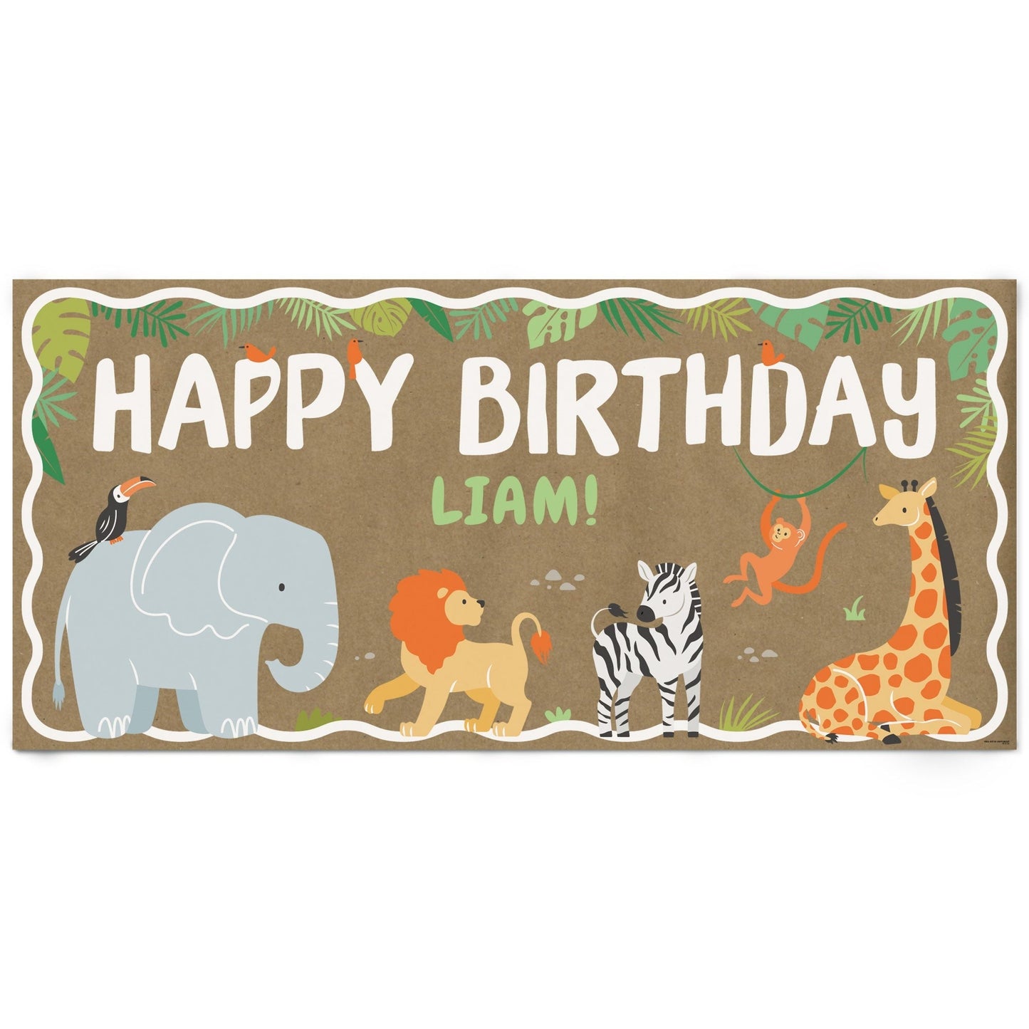Custom Text Safari Animals Kraft Banner