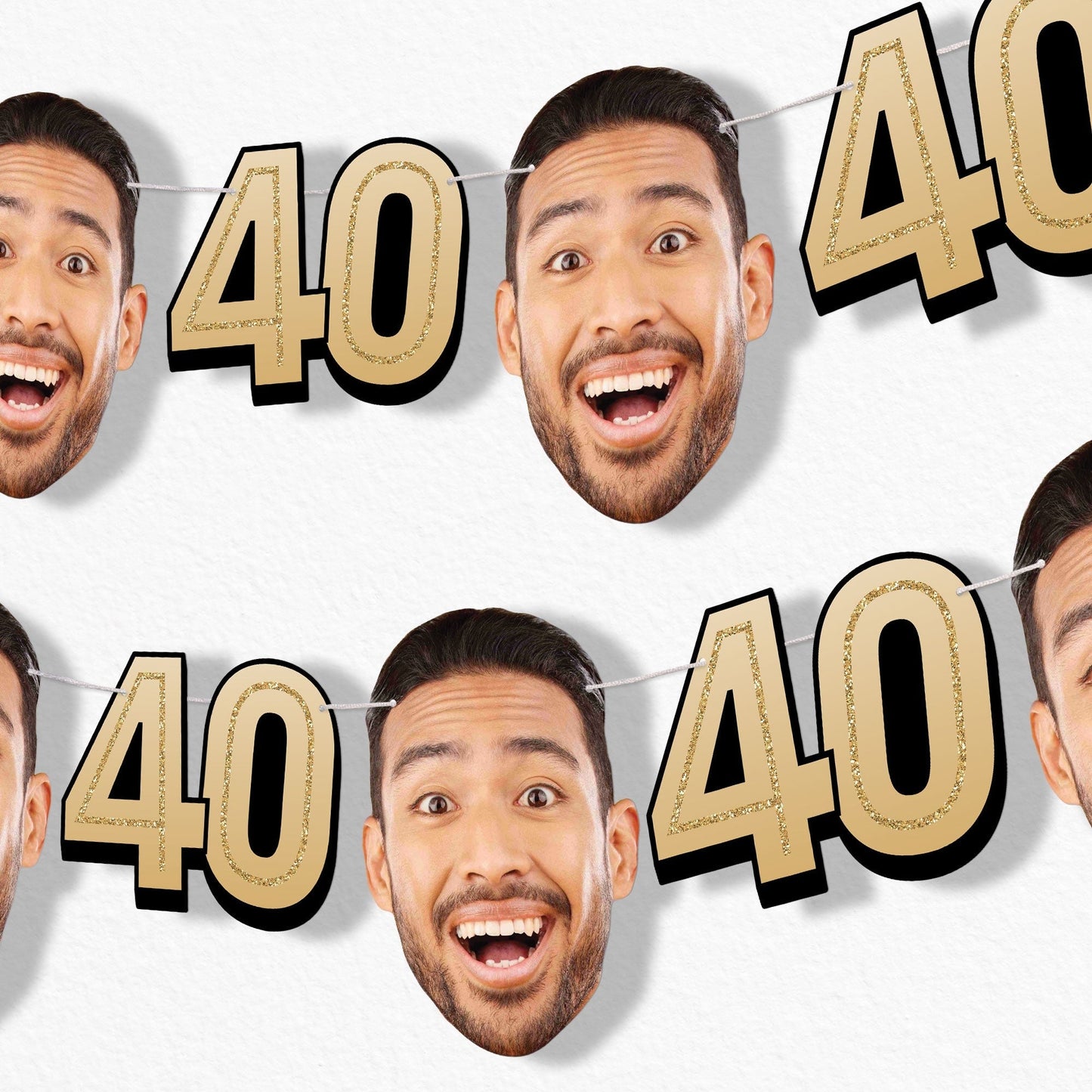 Custom Face 40th Birthday Garland Banner