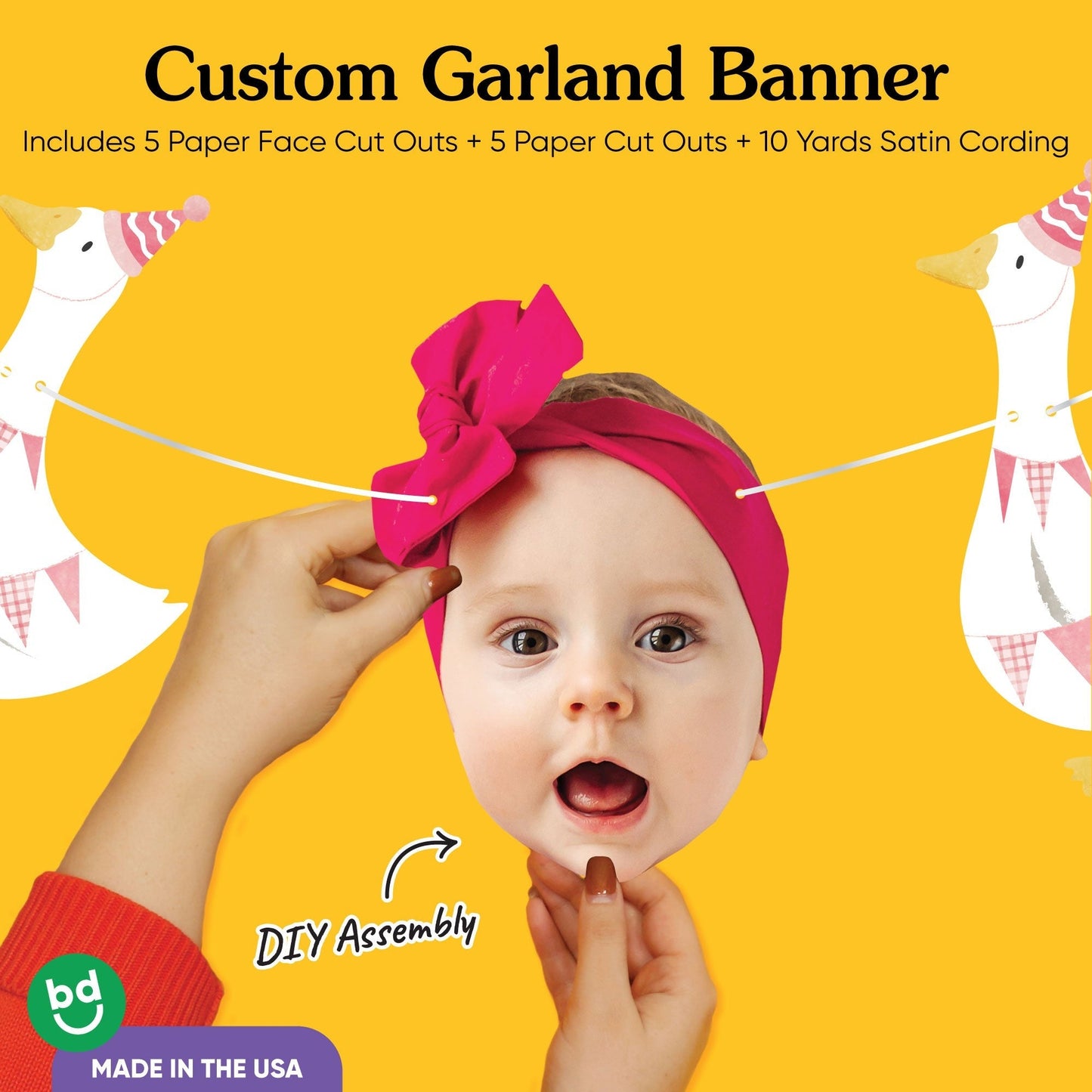 Custom Face Garland Banner - One Silly Goose Pink