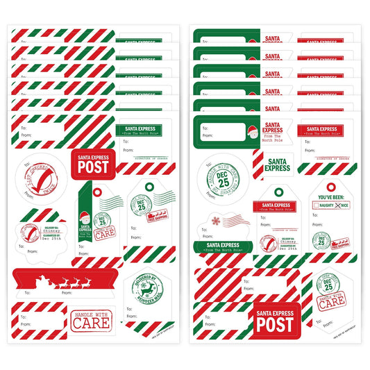 Santa's Special Delivery - Assorted From Santa Claus Christmas Gift Tag Labels - To and From Stickers - 12 Sheets - 120 Stickers