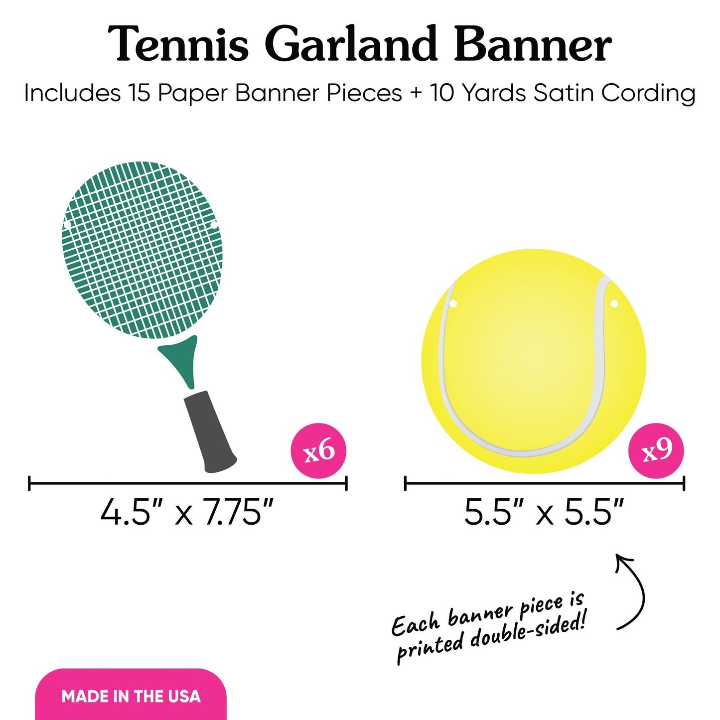Tennis Garland Banner - 15 Pc