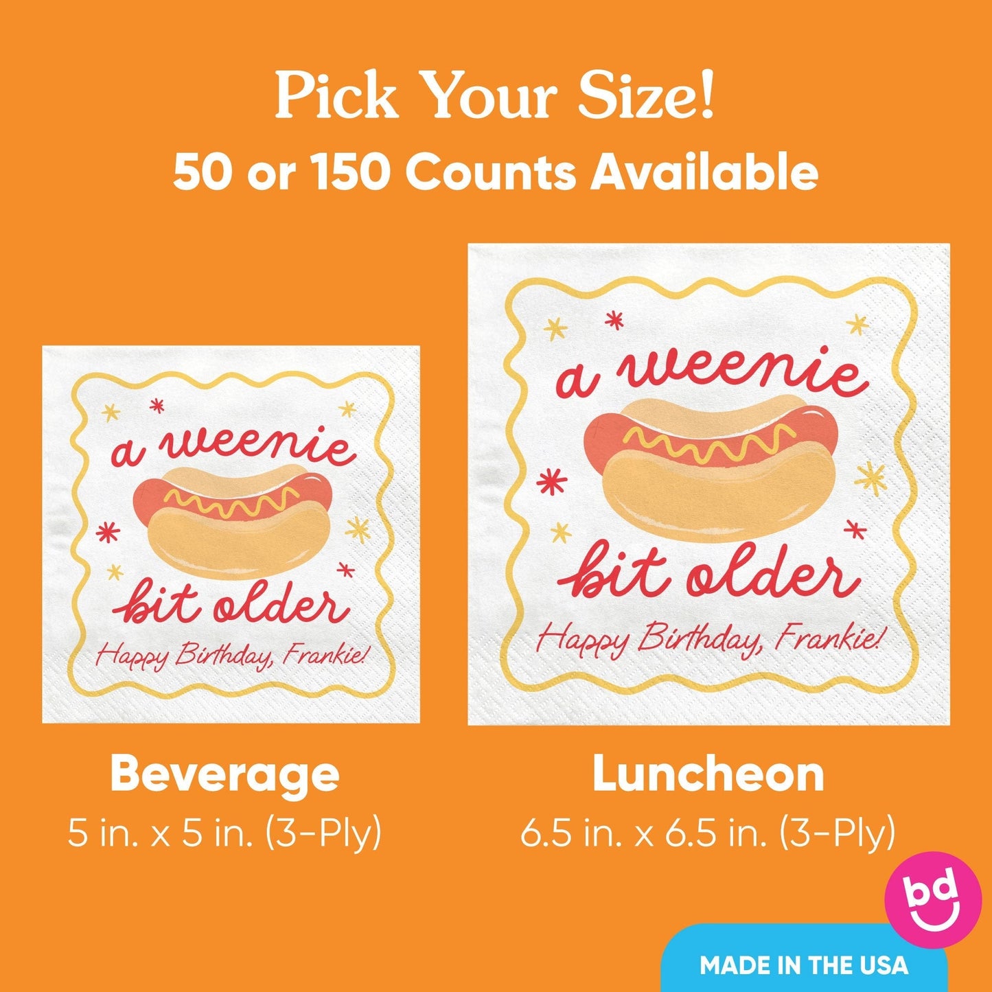 Custom Text Napkins - Hot Dog