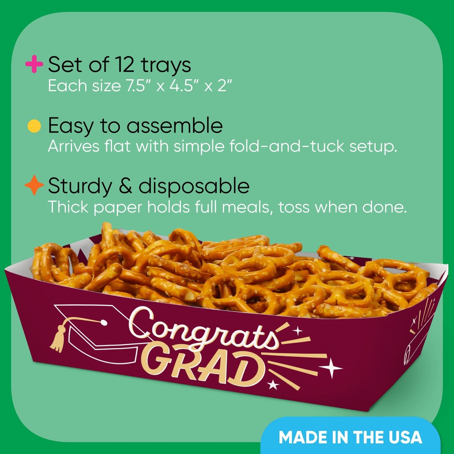 Maroon Graduation Paper Food Trays