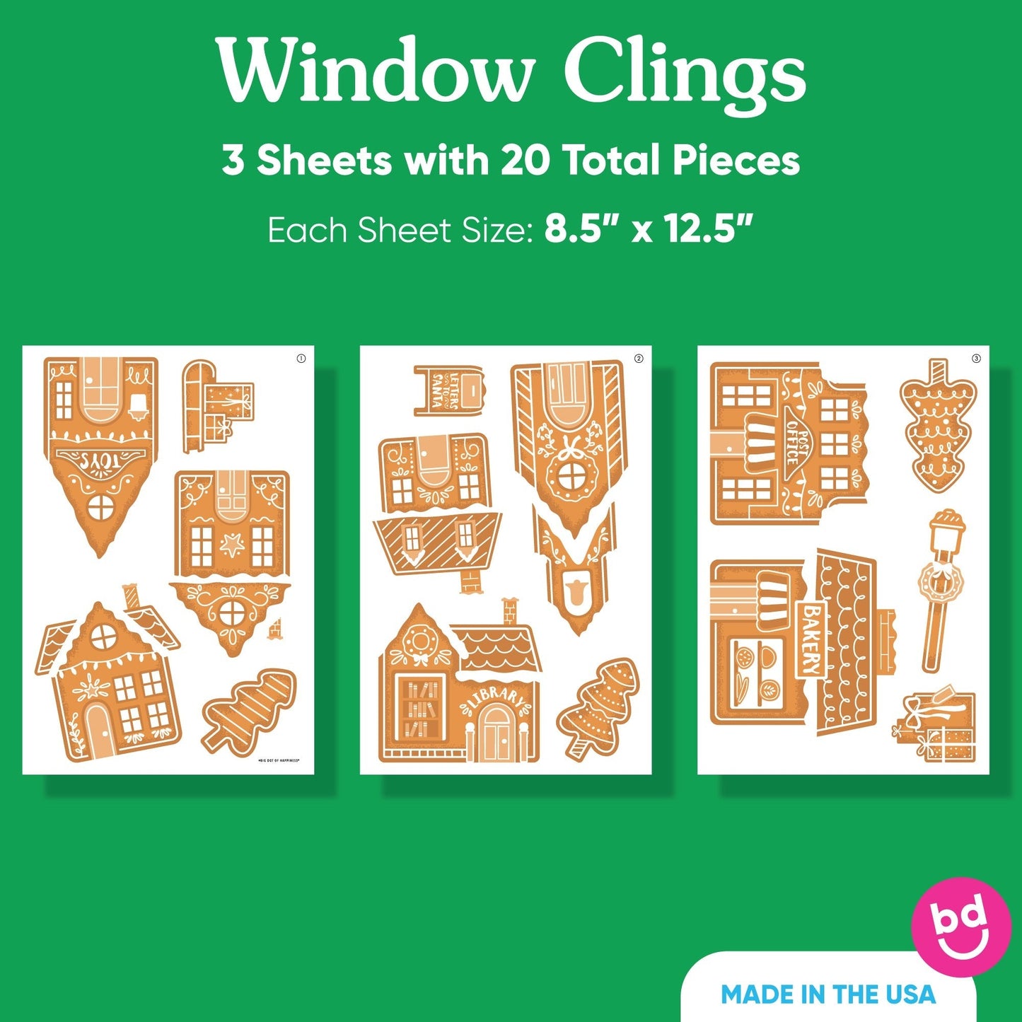 Gingerbread Village Window Clings