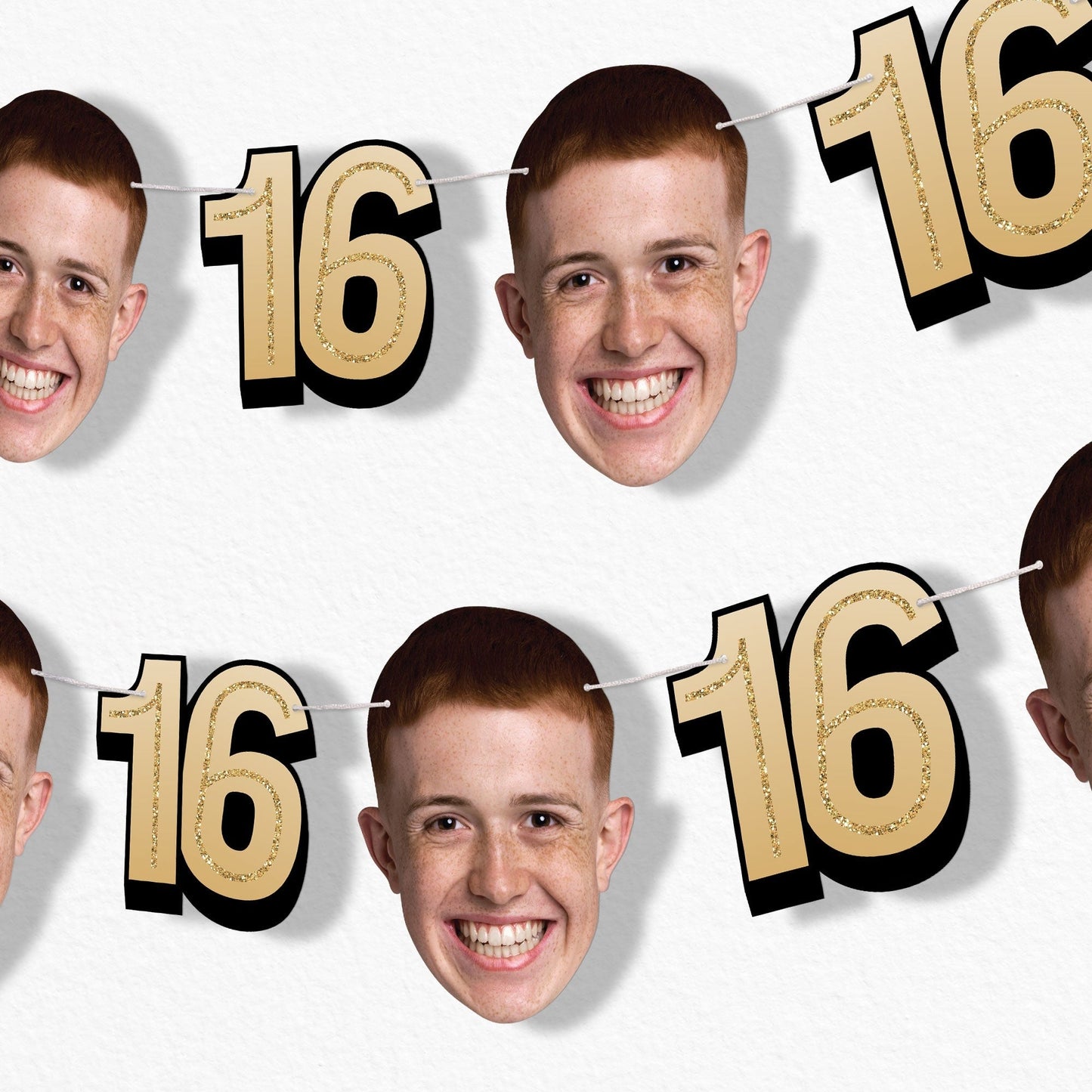 Custom Face 16th Birthday Garland Banner