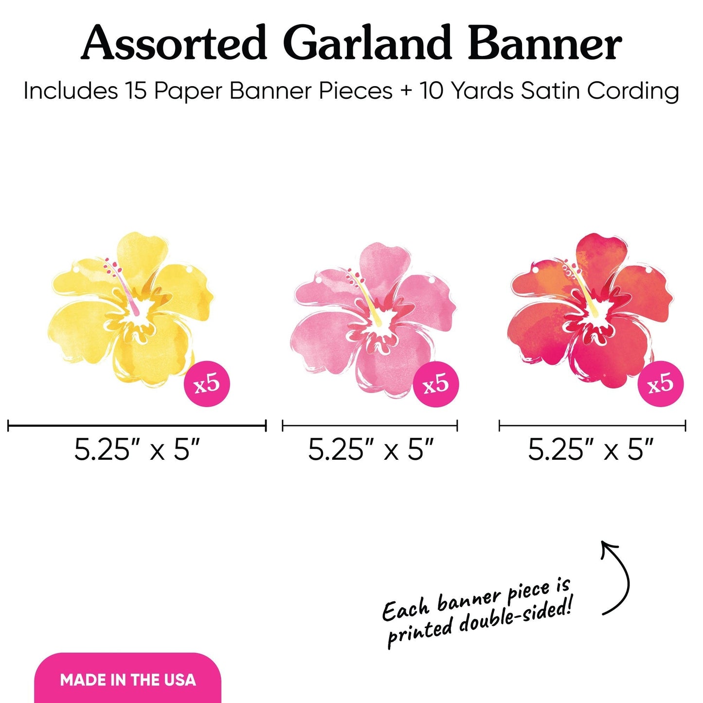 Hawaiian Luau Garland Banner - 15 Pc