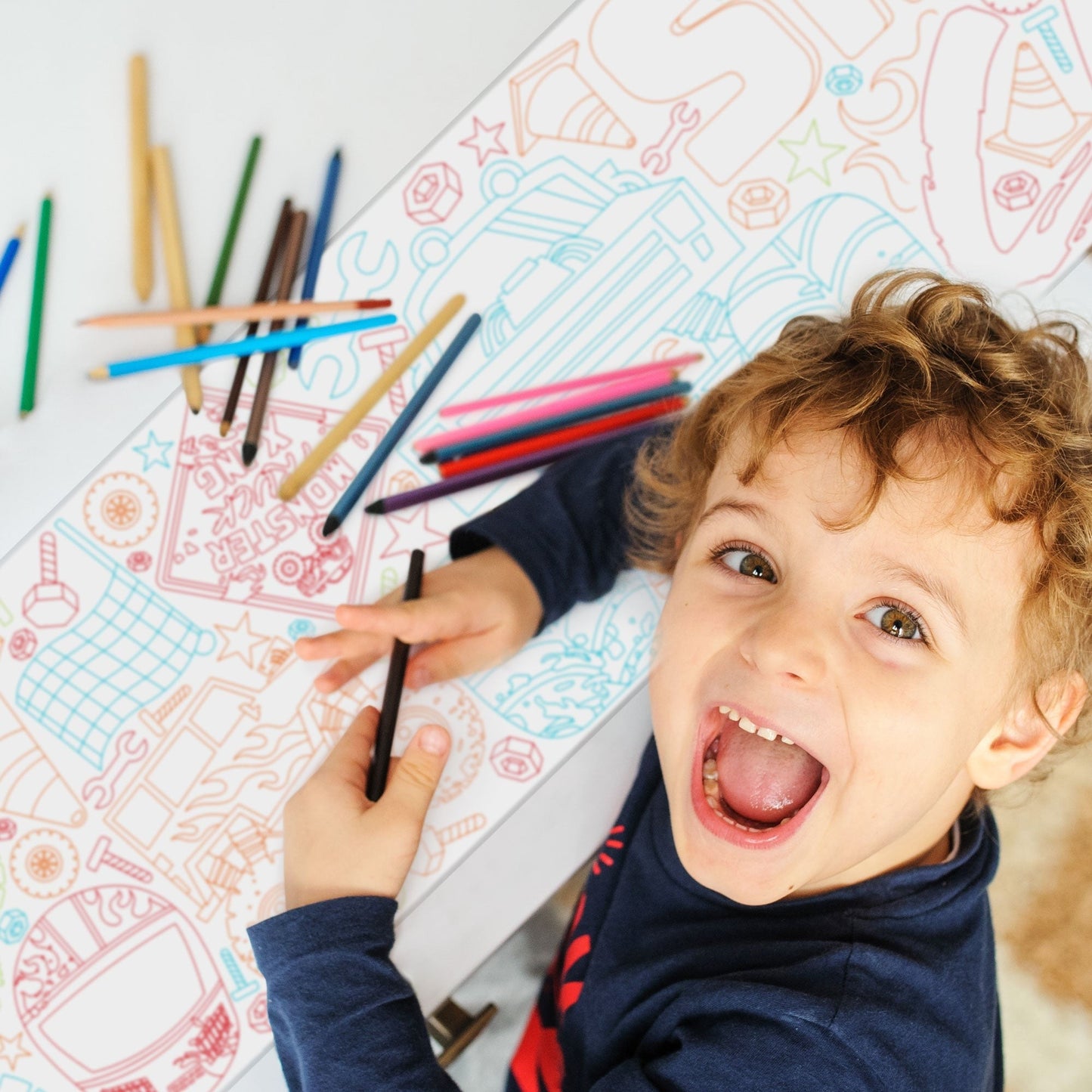 Smash and Crash Monster Truck - Coloring Table Runner - 7'