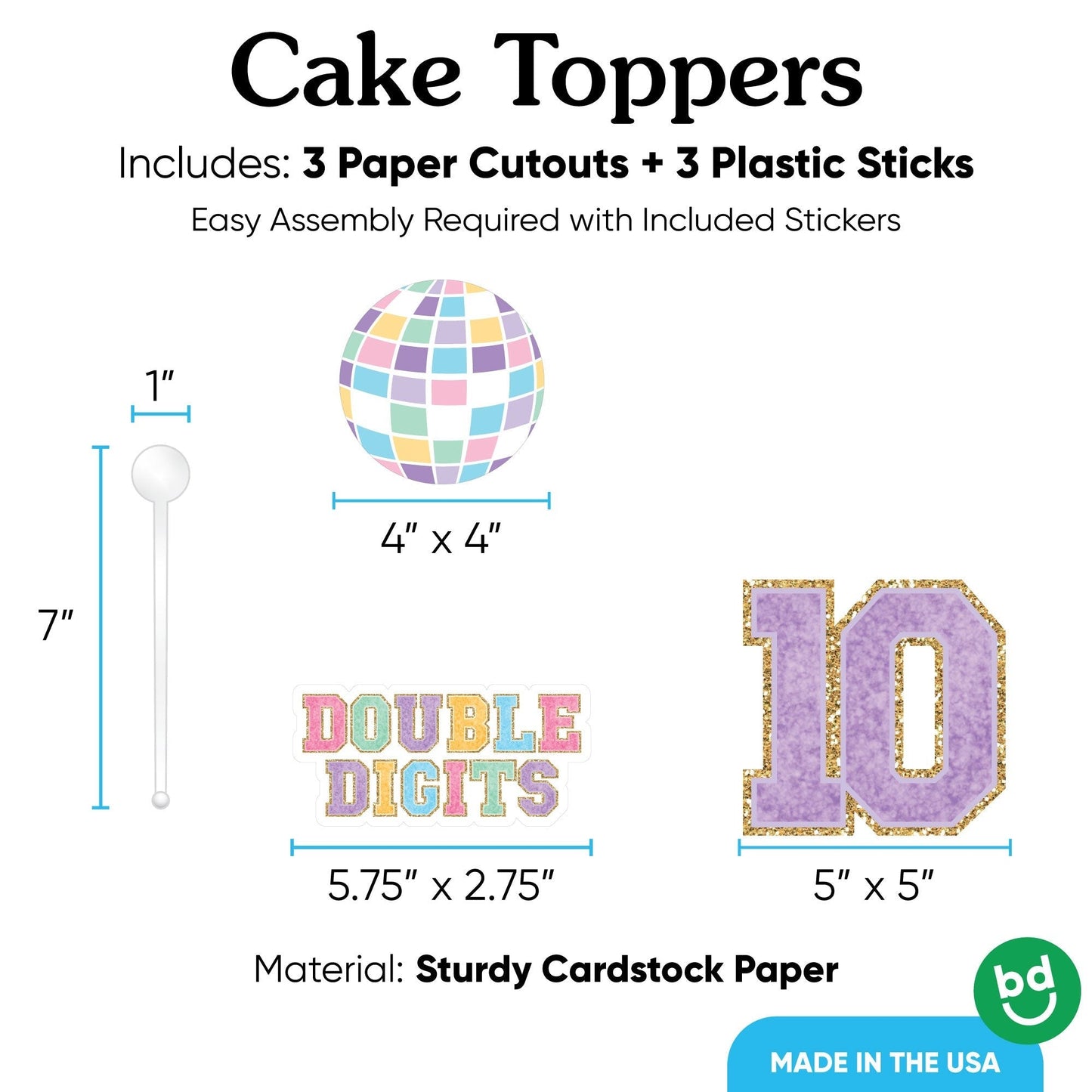 Preppy 10th Birthday Girl Cake Topper - 3 Pc