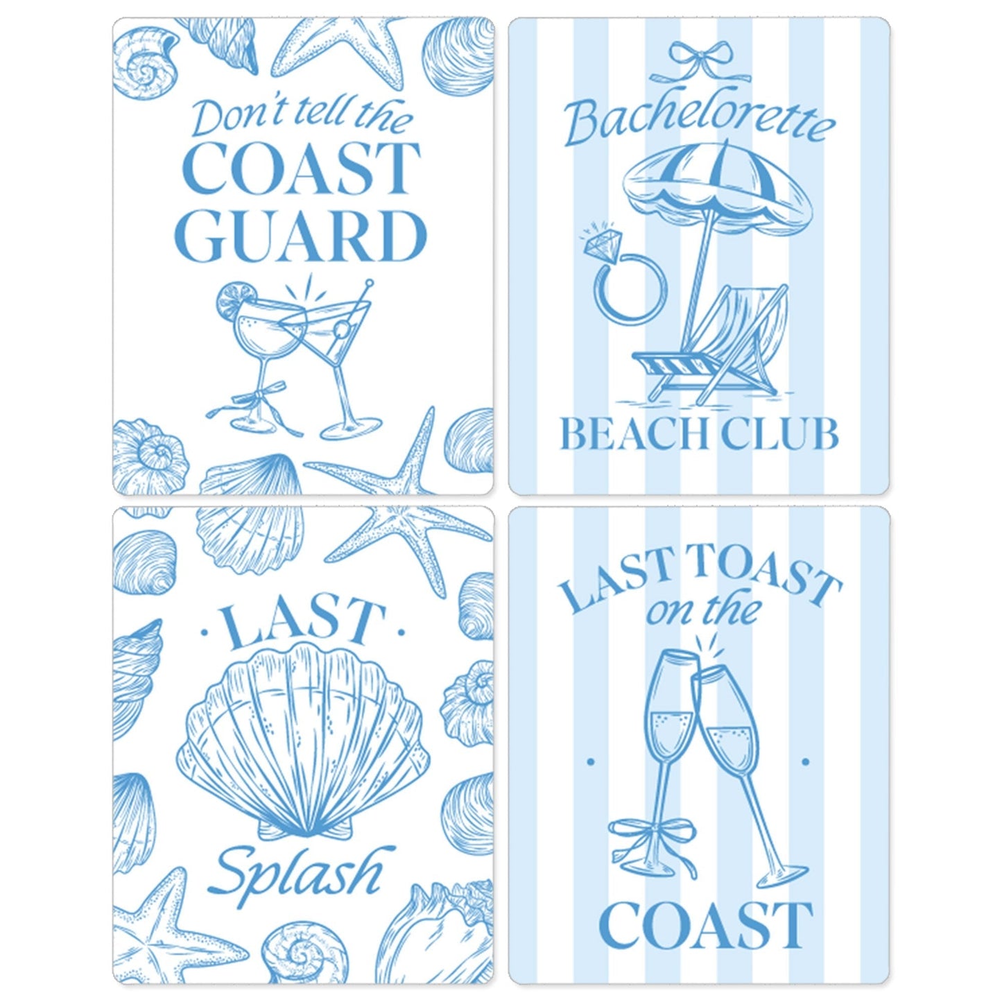 Last Toast on the Coast Wine Bottle Labels - 4 Ct