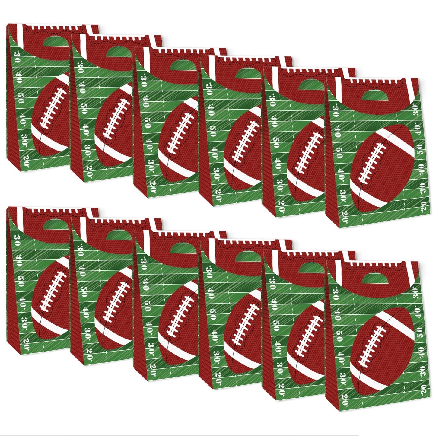 End Zone - Football - Baby Shower or Birthday Gift Favor Bags - Party Goodie Boxes - Set of 12
