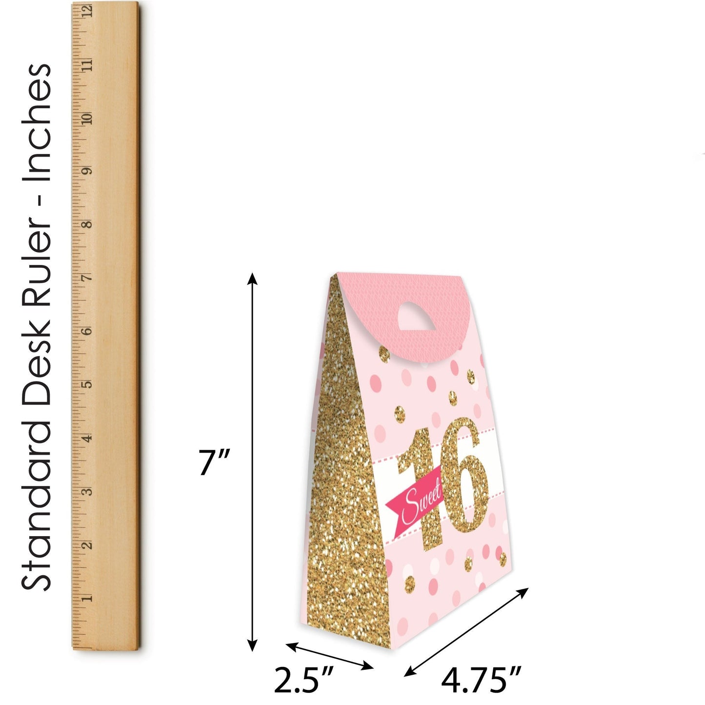 Sweet 16 - 16th Birthday Gift Favor Bags - Party Goodie Boxes - Set of 12