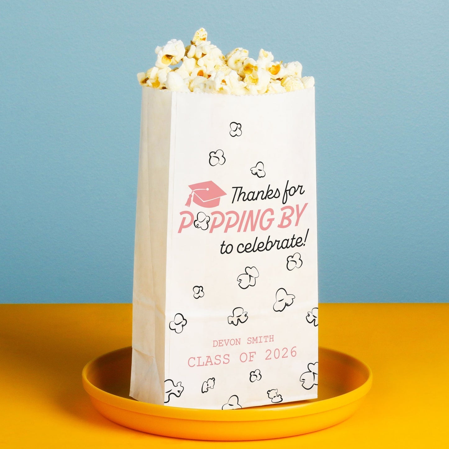 Custom Text Popcorn Bags - Pink Grad - 100 Ct
