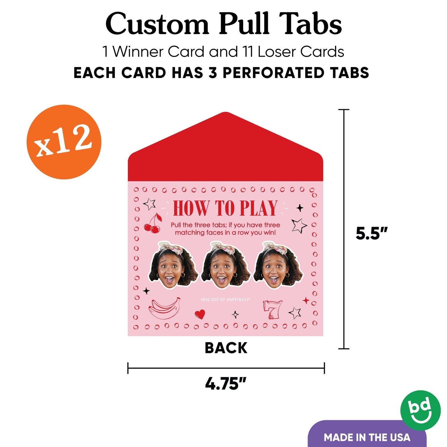 Custom Face Lucky In Love Pull Tab Game