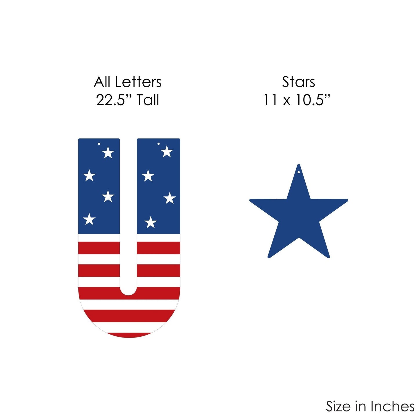 Stars & Stripes - Large Memorial Day, 4th of July and Labor Day USA Patriotic Party Decorations - USA - Outdoor Letter Banner