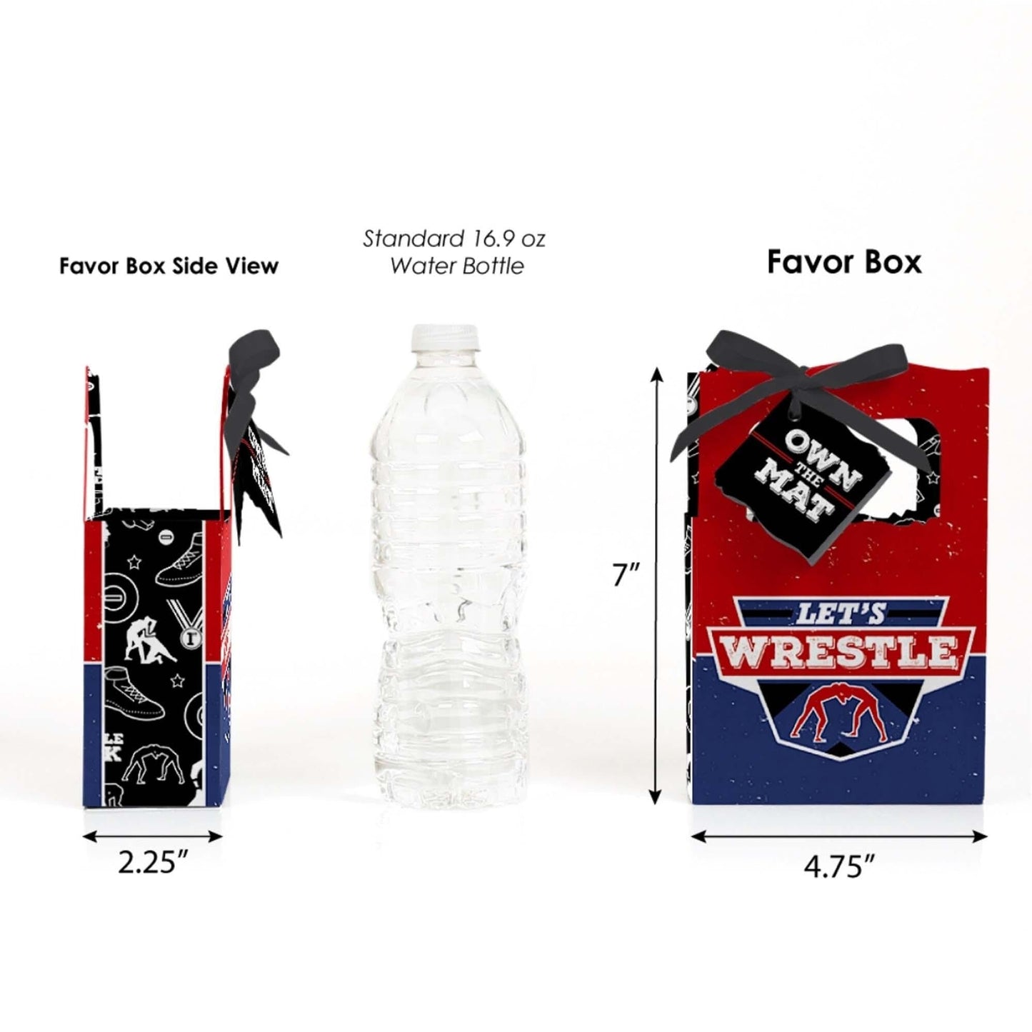 Own the Mat - Wrestling - Birthday Party or Wrestler Party Favor Boxes - Set of 12