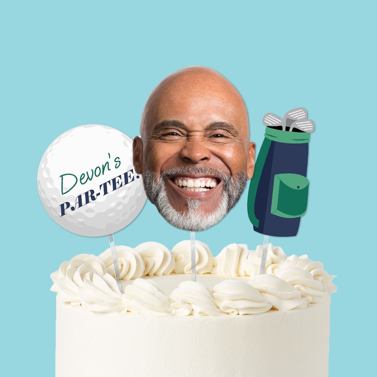 Custom Photo Golf Cake Topper - 3 Pc