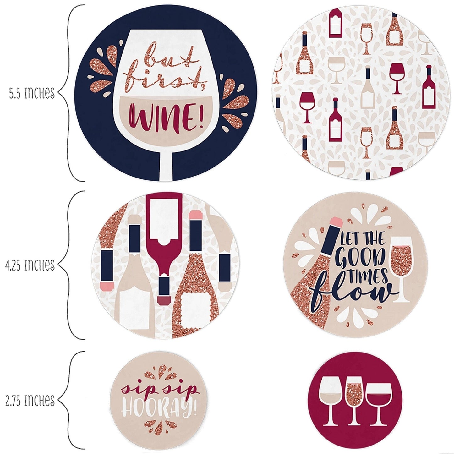But First, Wine - Wine Tasting Party Giant Circle Confetti - Party Decorations - Large Confetti 27 Count