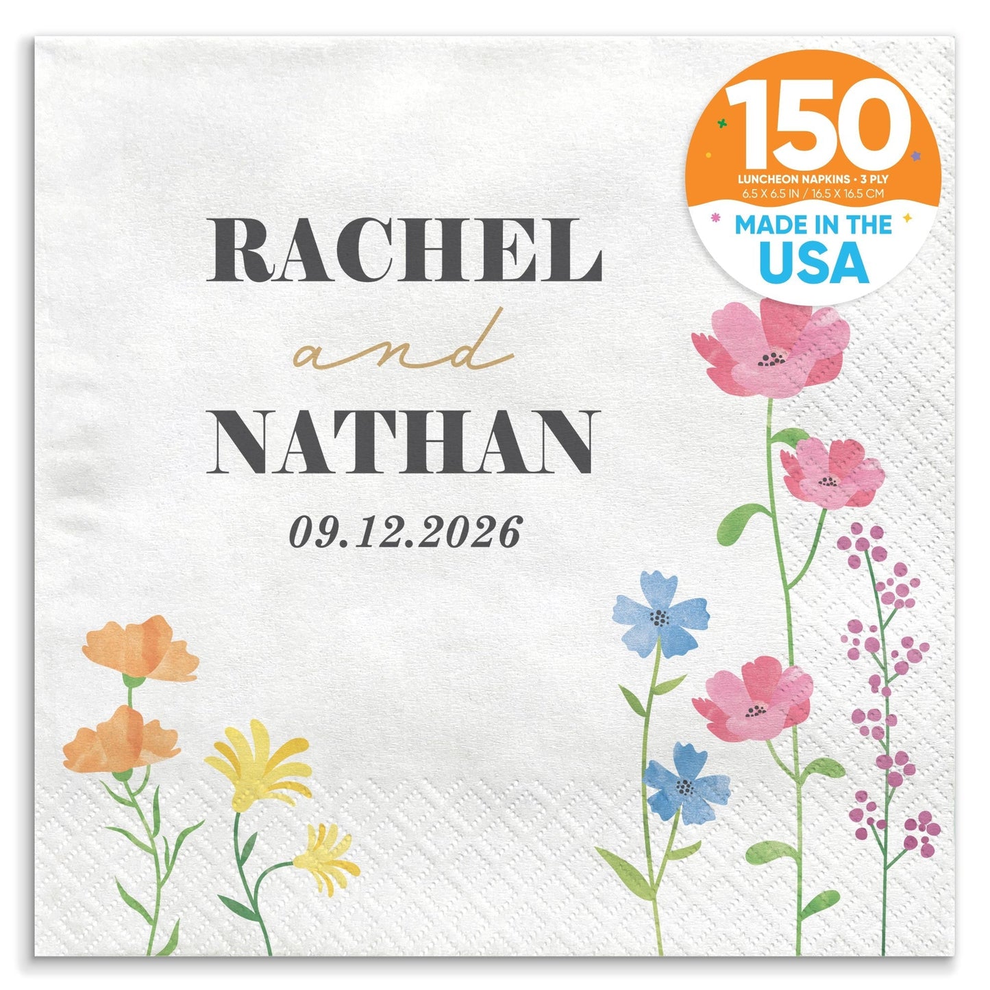 Custom Text - Wildflowers Bridal Napkins