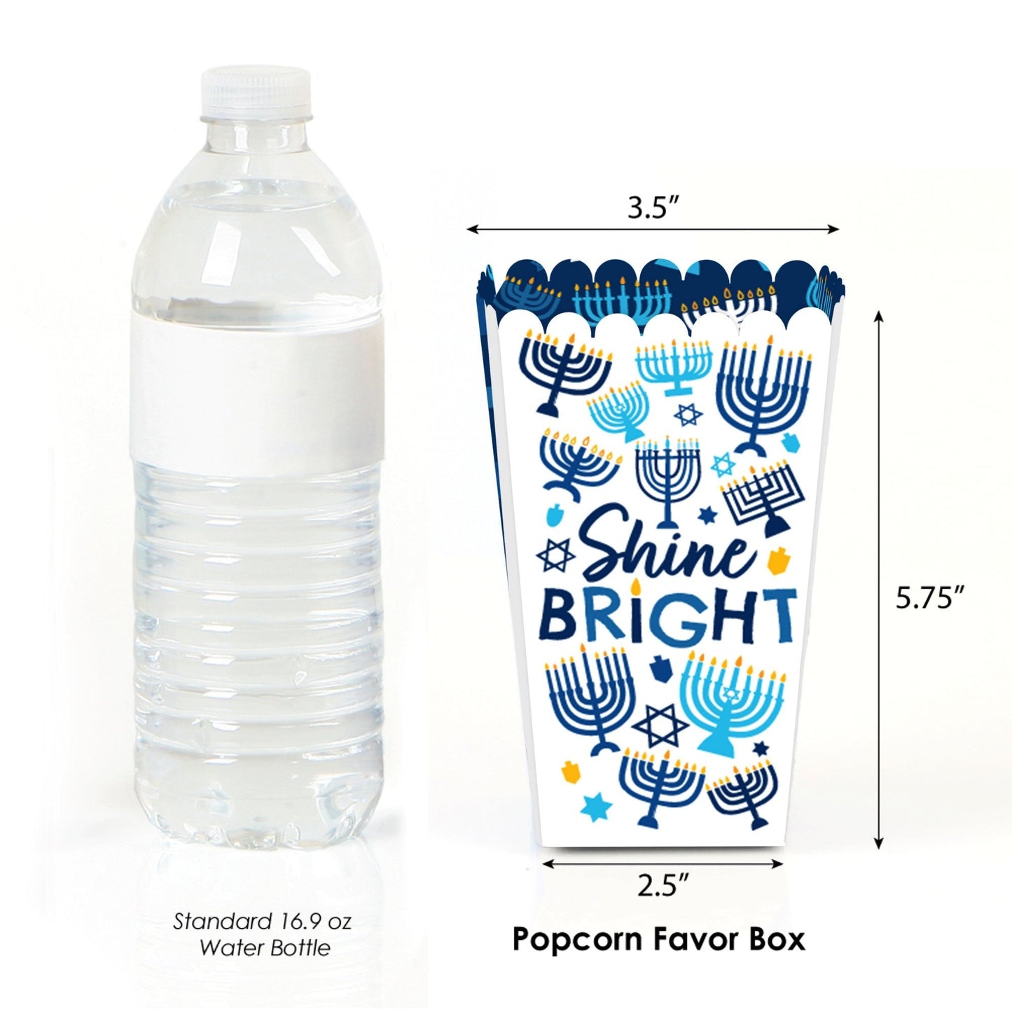 Hanukkah Menorah - Chanukah Holiday Party Favor Popcorn Treat Boxes - Set of 12