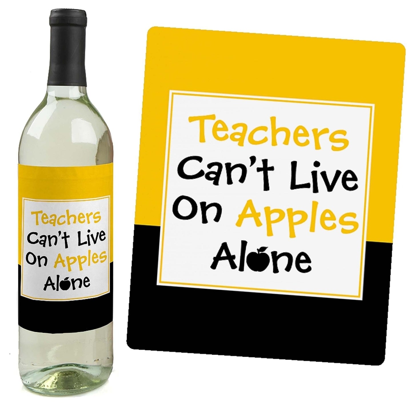 Best Teacher Gift - Teacher Appreciation Christmas Gift Decorations for Women and Men - Wine Bottle Label Stickers - First and Last Day of School Gifts for Teachers - Set of 4