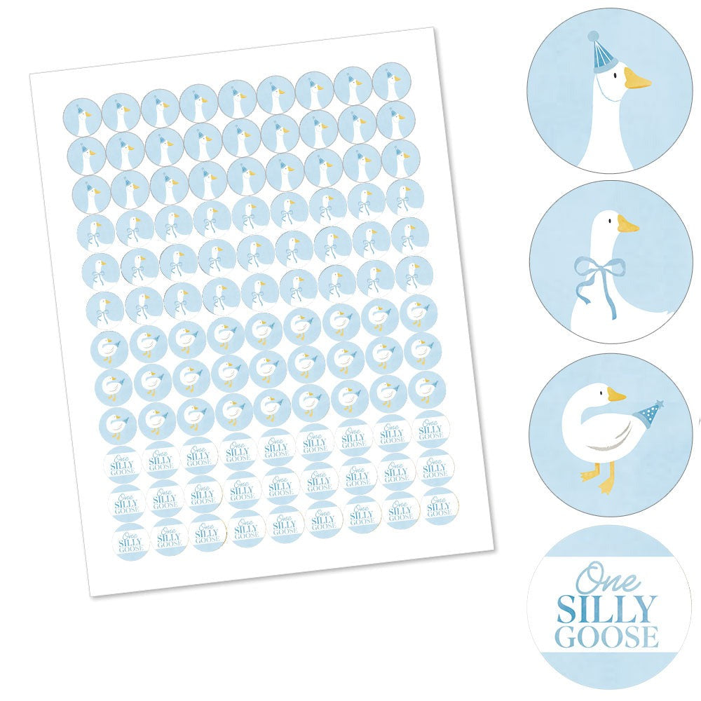 One Silly Goose Blue Candy Stickers - 1 Sheet of 108