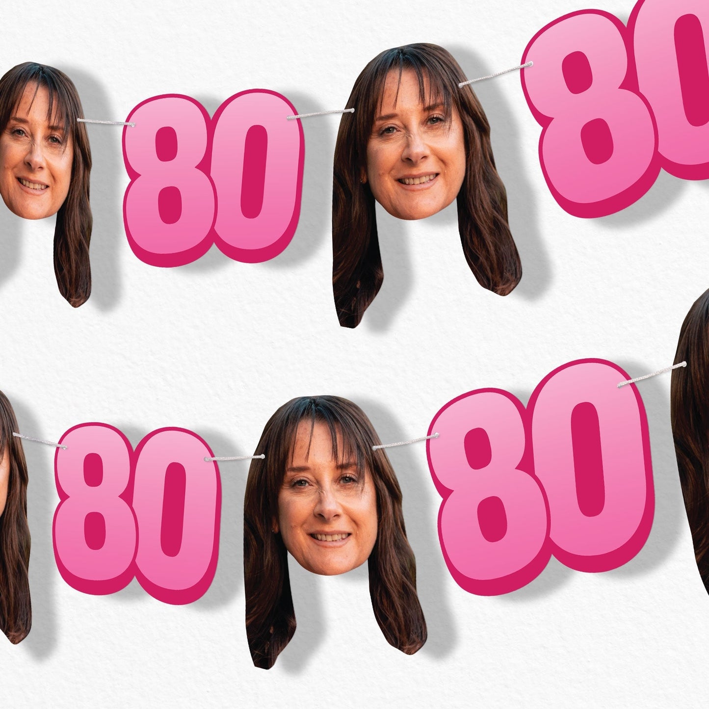 Custom Face 80th Birthday Garland Banner