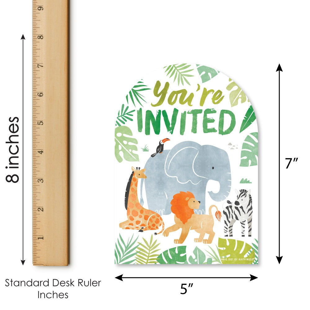 Safari Animals Shaped Fill-In Invitations - 12 Ct