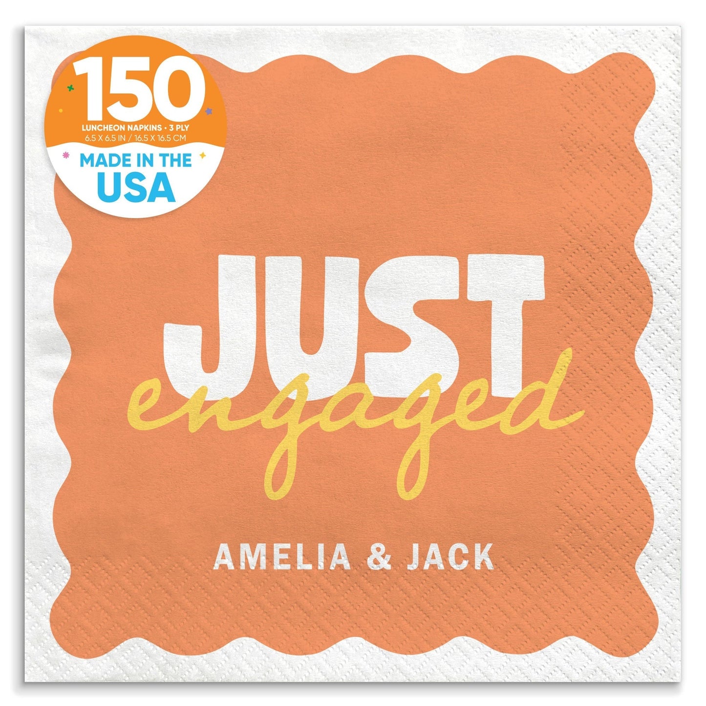Custom Text Napkins - Wavy Just Engaged