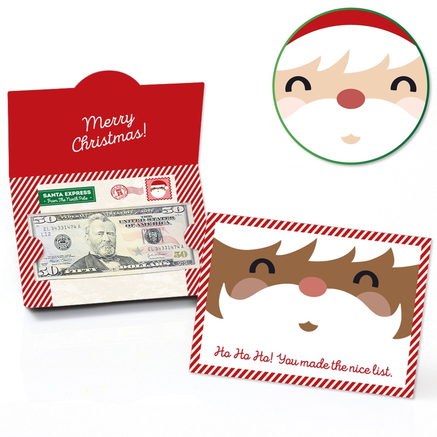 Jolly Santa Claus - Set of 8 Christmas Money And Gift Card Holders