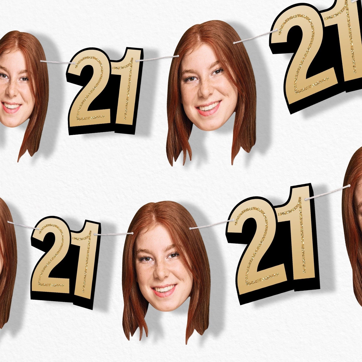 Custom Face 21st Birthday Garland Banner