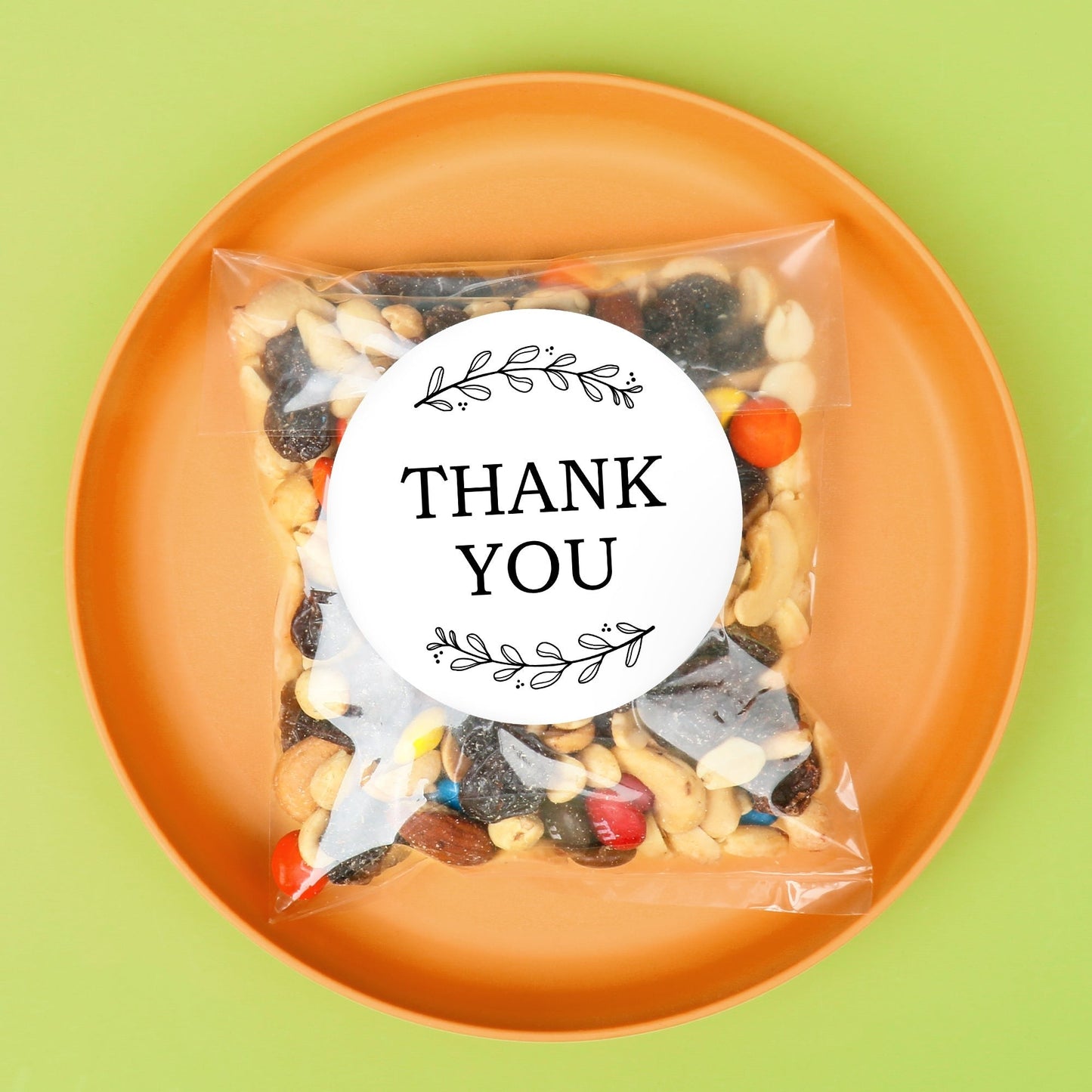 Rustic Wedding Thank You Stickers & Clear Cookie Bags - 25 Ct