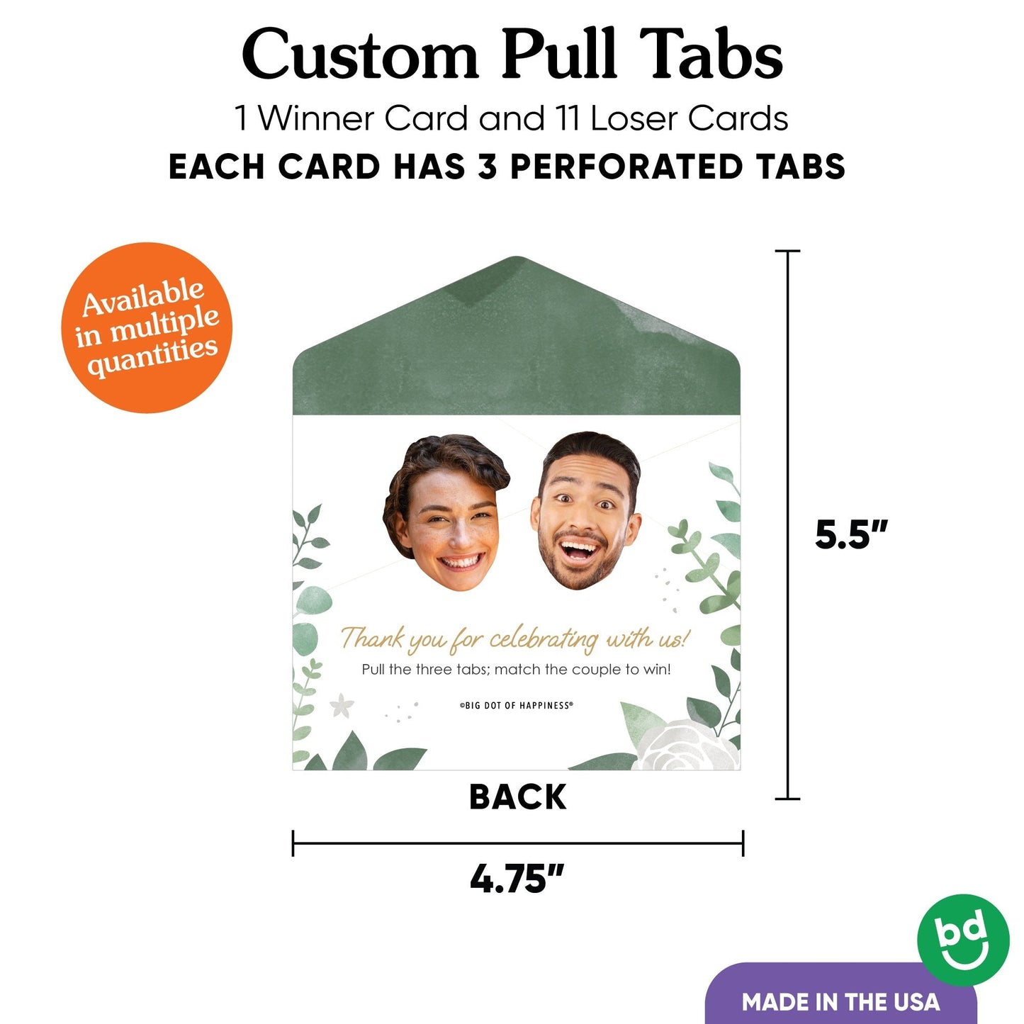 Custom Photo Boho Botanical Bride Pull Tab Game