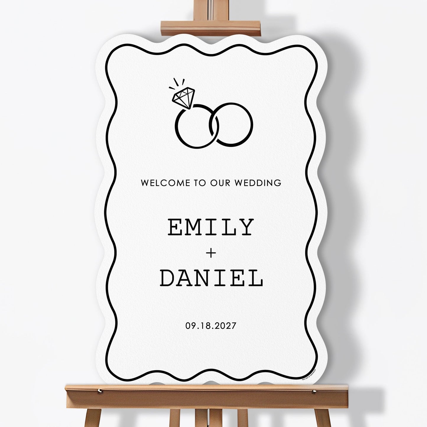 Personalized Text Wedding Rings Welcome Sign (Select Your Size)