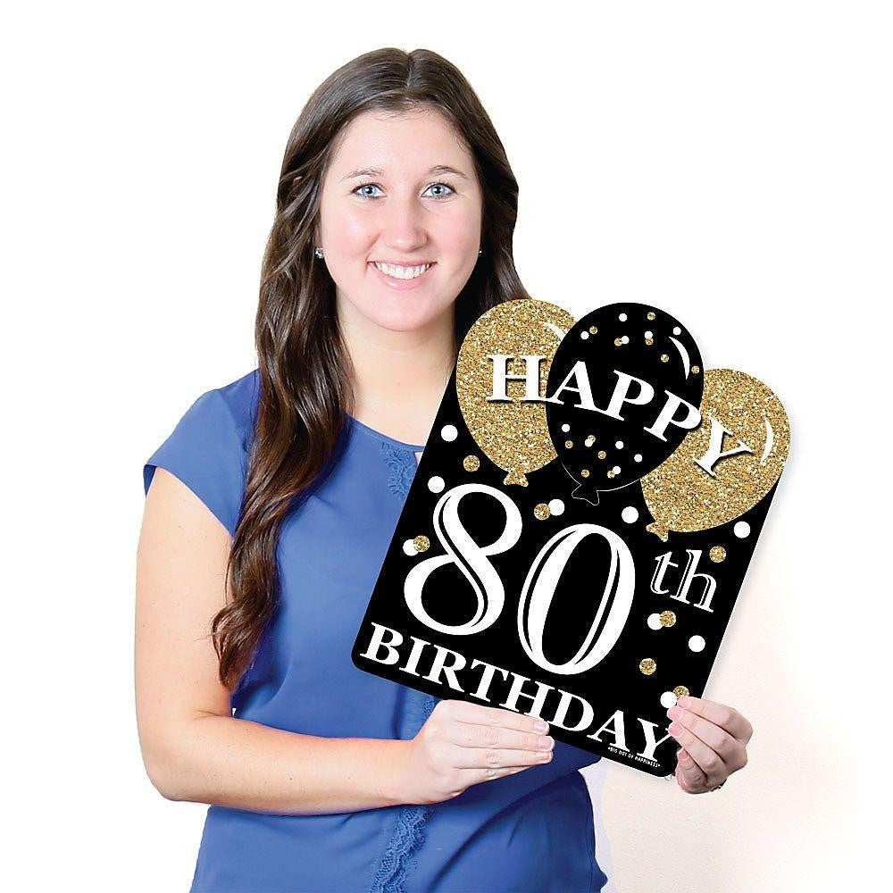 Adult 80th Birthday - Gold - Outdoor Lawn Sign - Birthday Party Yard Sign - 1 Piece